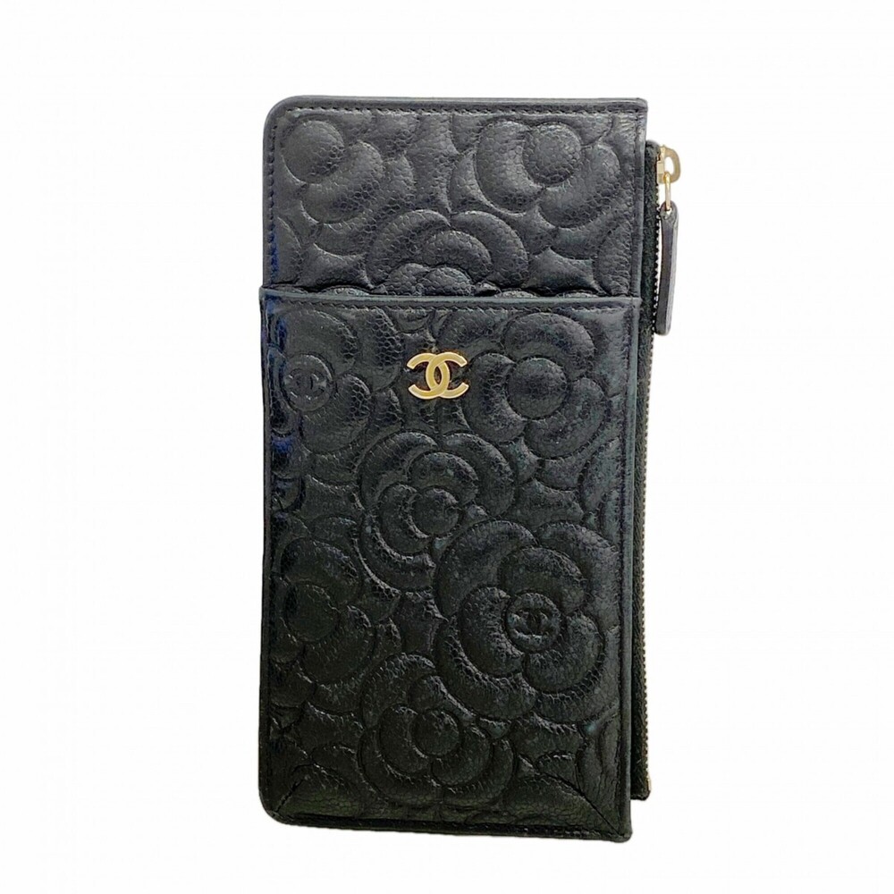 CHANEL Authentic Black Caviar Leather Wallet